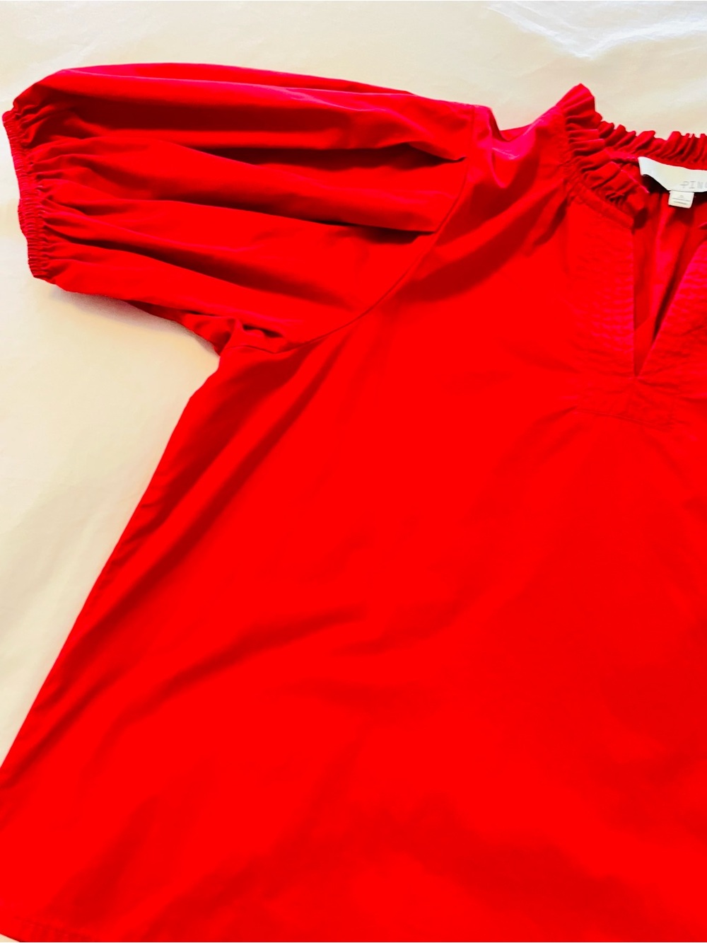 Pinch Red Ruffle Neck Puff Sleeve Blouse - Picture 6 of 9